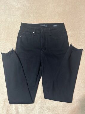 Judy Blue Black Distressed Hem Skinny Jeans